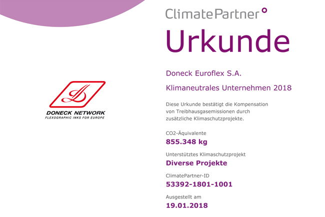 Doneck Euroflex fabrica sus tintas de impresin con neutralidad climtica y presenta tintas de base de agua compuesta de materias primas renovables