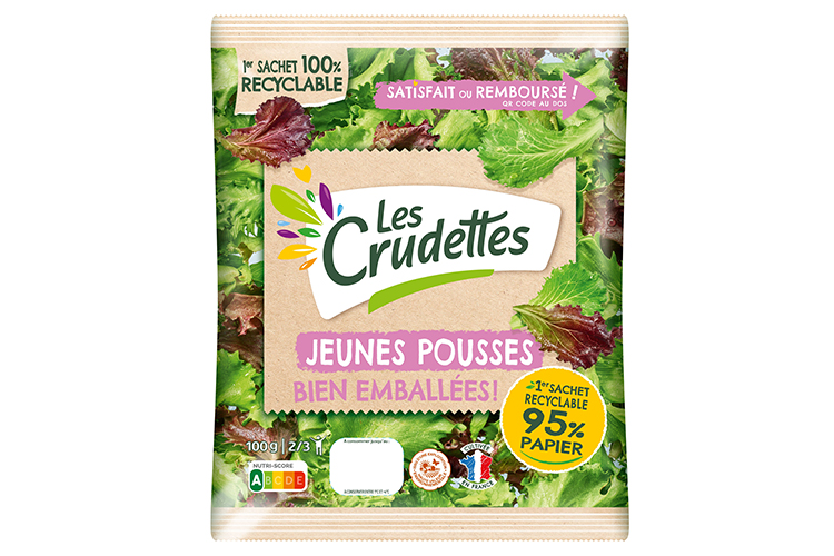Las ensaladas Les Crudettes se mantienen frescas con el papel barrera funcional reciclable de Mondi