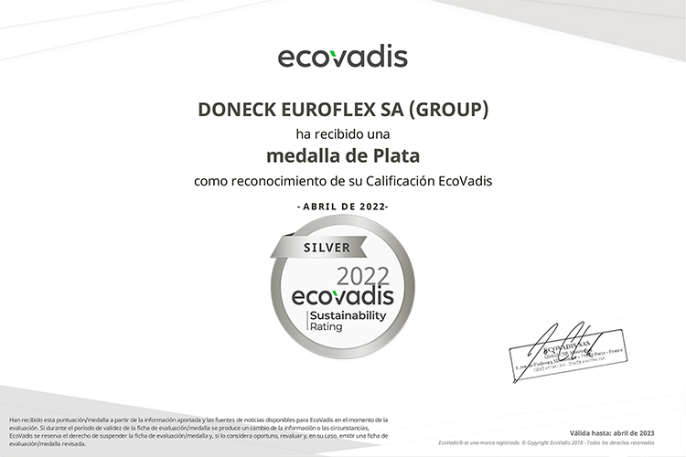 Doneck obtiene la categora Plata en el ranking de sostenibilidad de EcoVadis!