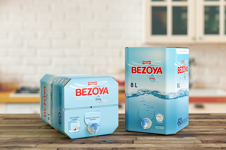Bezoya innova con un formato octogonal su embalaje sostenible de cartn ondulado para su agua mineral