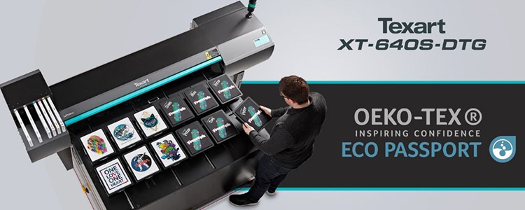 Roland DG recibe la certificacin ECO PASSPORT para las tintas y lquidos de imprimacin de la impresora Texart XT-640S-DTG