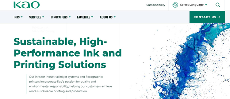 Kao lanza una nueva página Web internacional para tintas industriales de impresión y servicios