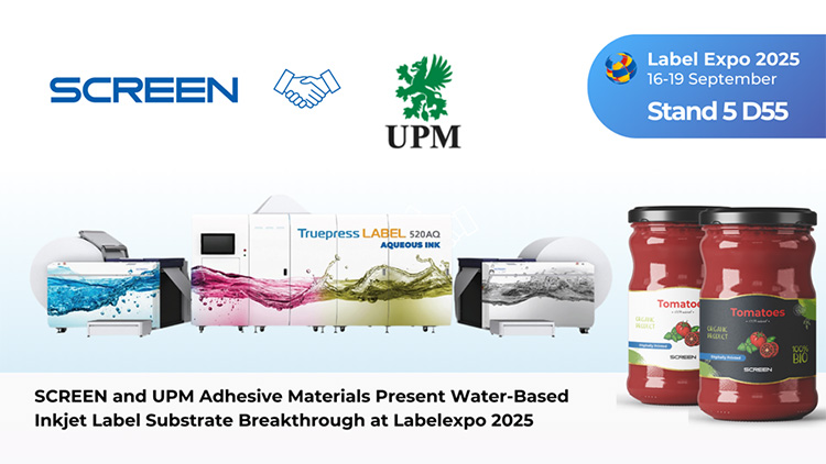 SCREEN y UPM Adhesive Materials presentan un avance en sustratos para impresin inkjet a base de agua en Labelexpo 2025